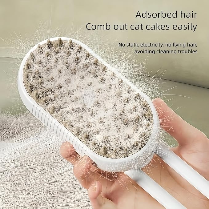 Cat Spritz Defur 3in1 Steamer Comb for Cats and Dogs Grooming Tool (White+Essence)