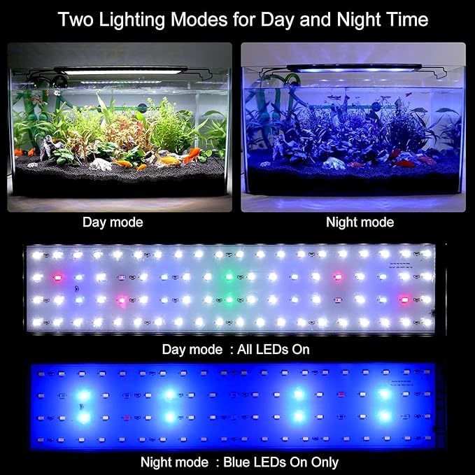 WATER REBIRTH LED Aquarium Light, Full Spectrum Fish Tank Led Light with Aluminum Alloy Shell Extendable Brackets (20"-24")