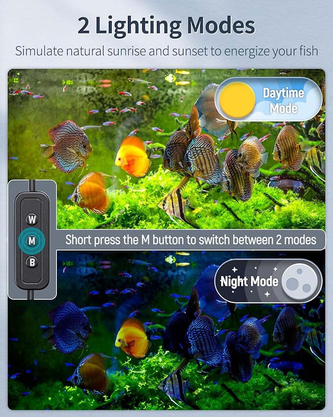 Pawfly 33W Aquarium LED Light for 48 to 54 Inch Fish Tanks Extendable Fish Tank Light with Full Spectrum Brilliant White Blue Red Lights with Daytime & Night Modes and Adjustable Brightness