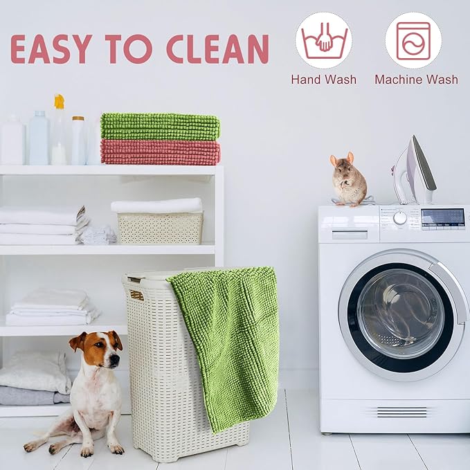 Amylove 4 Pcs Guinea Pig Cage Liner Guinea Pig Bedding Washable Fleece Pee Pads Reusable Small Animals Training Mat Small Animal Sleeping Bed for Bunny Hamster (Green Pink,16 x 24 Inch)