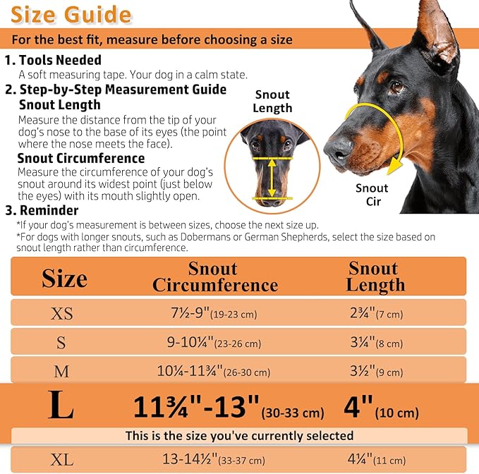 BARKLESS Dog Muzzle, Basket Muzzle for Biting, Chewing and Scavenging, Humane Cage Mouth Cover, Perfect for Grooming and Training Large Aggressive Reactive Dogs (L, Brown)