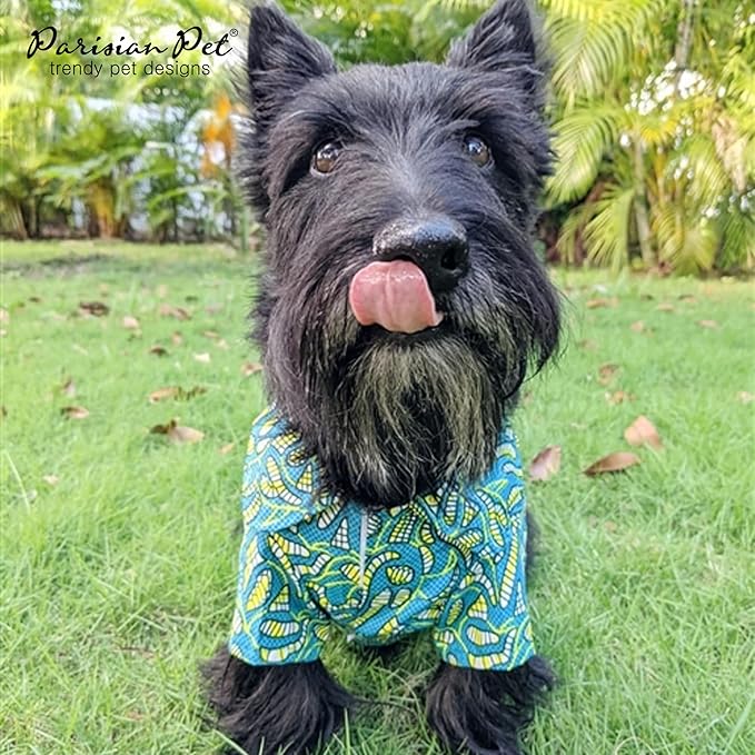 Parisian Pet Tribal Beach Shirt - 100% Cotton Summer Dog Clothes - Stylish Machine Washable Dog Costume - Breathable 2XL