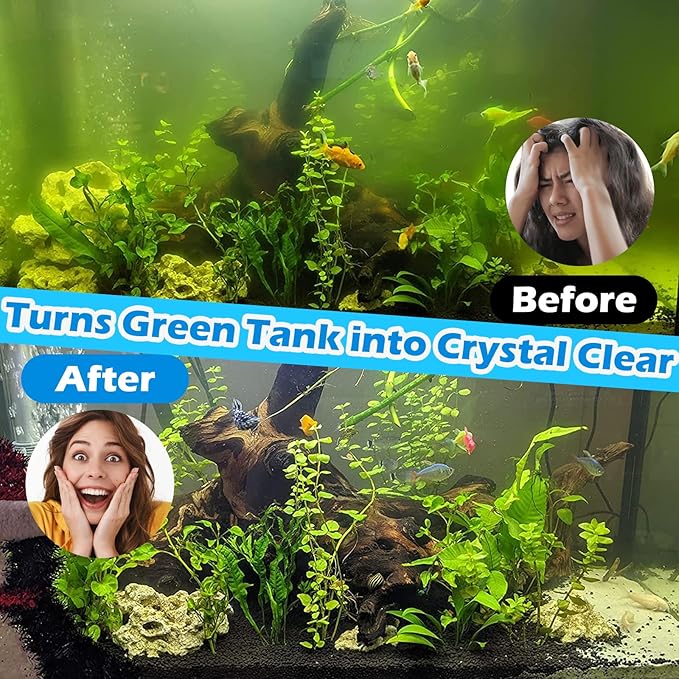 Aquarium Filter for 75-200 Gallon Tank, U-V Fish Tank Green Clean Machine Submersible Powerful Pump Canister Filter 300GPH for Pond Turtle Tank Saltwater Freshwater Crystal Clear Green Killing