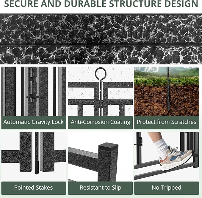 Dog Fence Outdoor Indoor, 40" Inch Height 32 Panels Dog Playpen for Large/Medium/Small Dogs Metal Dog Pen for Yard Camping and RV | Black-Silver