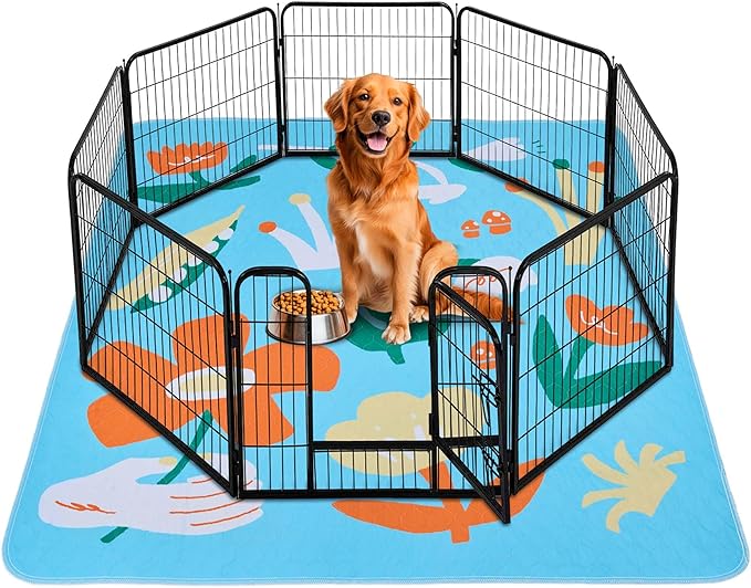 BurgeonNest Washable Pee Pads for Dogs, 1 Pack 72''x72'' Super Absorbent, Leakproof & Non-Slip Reusable Potty Pads for Puppy Playpen, Crate, Whelping Box, Potty Training, Blue