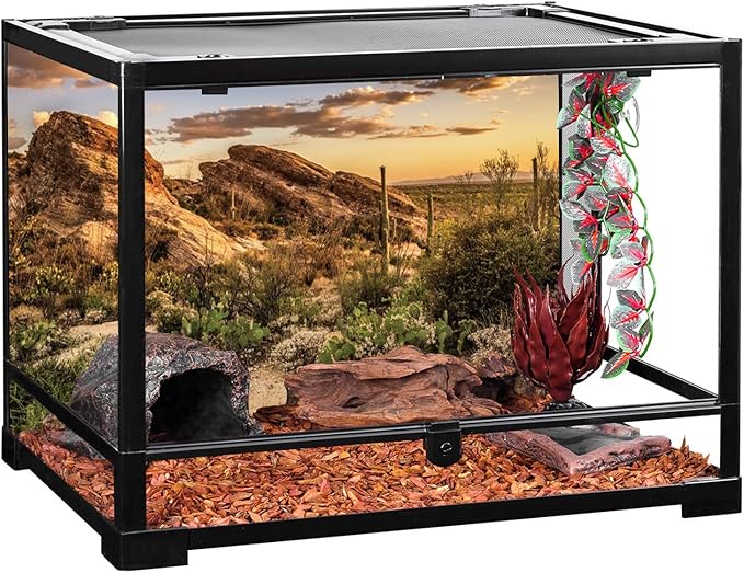 AWERT Reptile Habitat Background Blue Sky Oasis Cactus Sun and Desert Terrarium Background 30x18 inches Durable Polyester Background