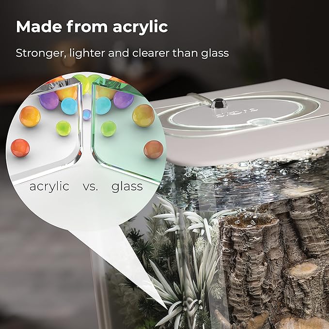 biOrb Flow 30 Acrylic 8-Gallon Aquarium with White LED Lights Modern Tank for Tabletop Display, Black