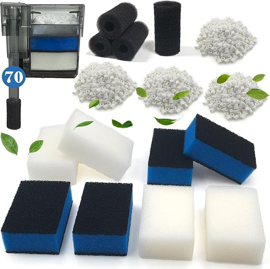 NEWKE 4 Sets of Upgraded Three-Stage Filtration Tank Filter for AquaClear 70 Power Filter, 4 Sets of Maintenance Kit Refills for Fish Tank Filter for 40- to 70-Gallon Aquariums