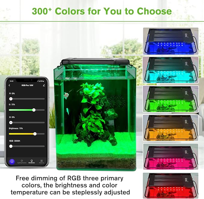 hygger 40W Smart Aquarium Light, Bluetooth LED Light with App Control, Full Spectrum Fish Tank Light with 24/7 Lighting Cycle, 5 Modes, Adjustable Timer, for 30"-36" Freshwater Planted Tank