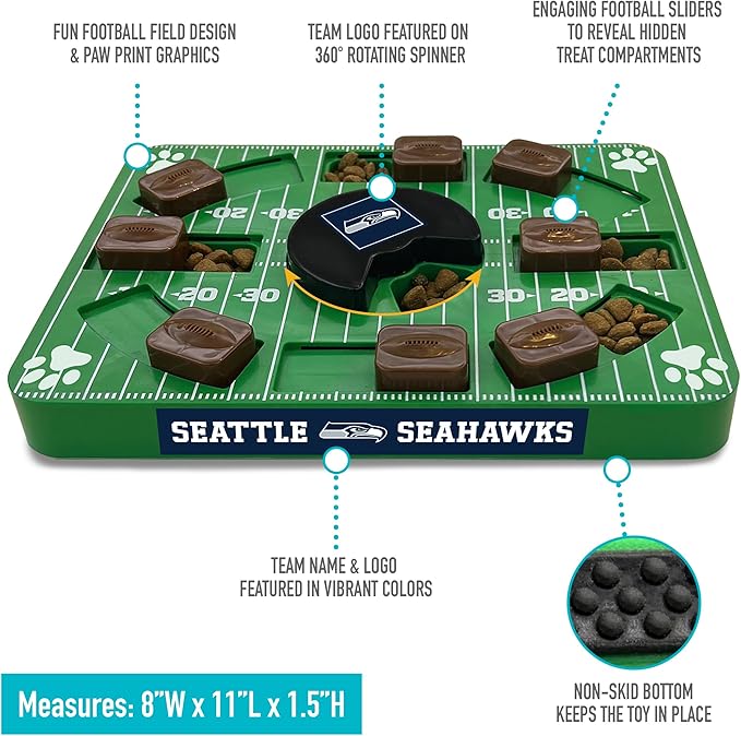 Pets First NFL Seattle Seahawks Puzzle Toy, Interactive Dog Puzzle Treat Toy