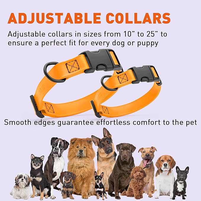 Dogline Biothane Waterproof Dog Collar with Quick Release Buckle Strong Coated Nylon Webbing with Odor- Proof for Easy Care Easy to Clean Fits Small Medium Large Dogs, Tangerine Orange 1" W 15-23" L