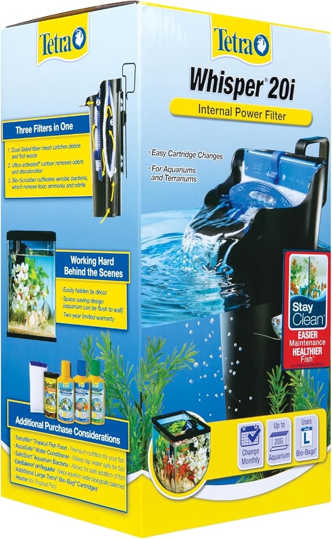 Tetra Whisper Internal Filter 10 To 30 Gallons, For aquariums, In-Tank Filtration With Air Pump