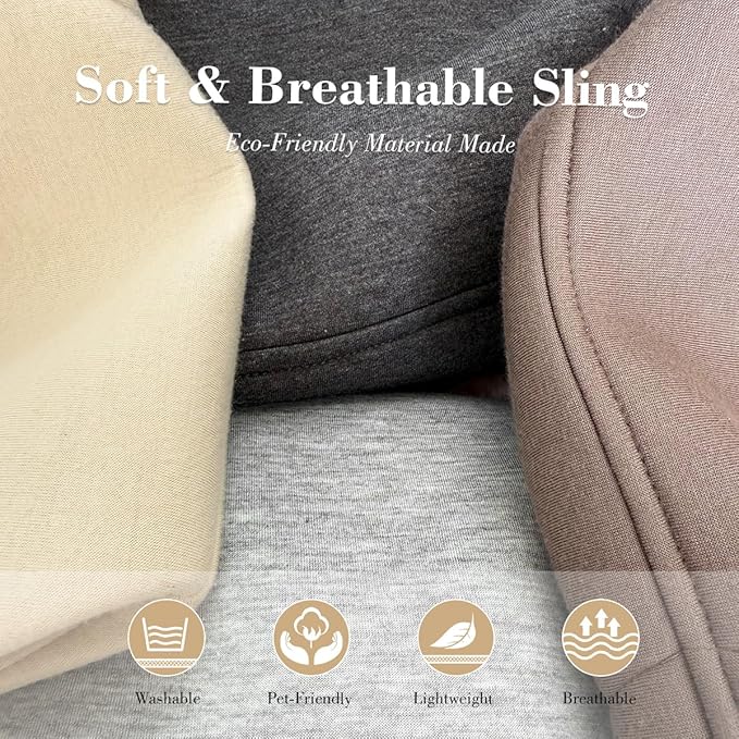 Dog & Cat Carrier Sling, Adjustable Soft Padded Shoulder Puppy Carrier, Hands-Free Dog Carrier Bag with Double Safety Buckles Premium Material for Outdoor Travel (Light Gray, L)