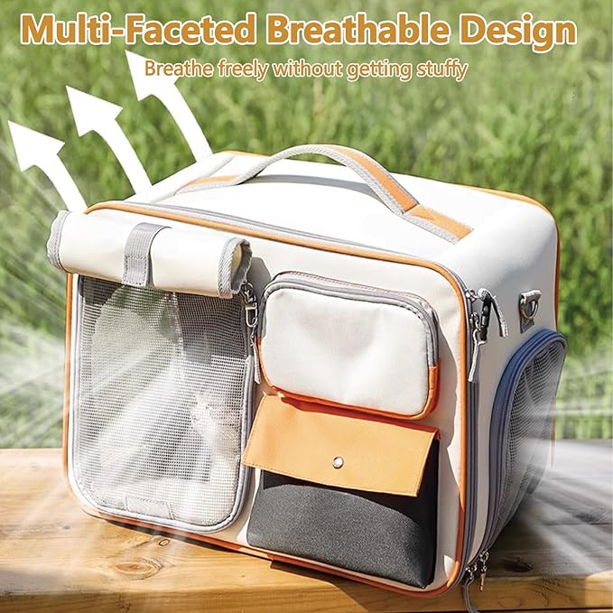 Dog Backpack, Pet Backpack with Upgrade Waist Cushion Design to Better Fit The Waist, Ventilated Soft Cat Backpack for Travel, Hiking, Camping(Gray)