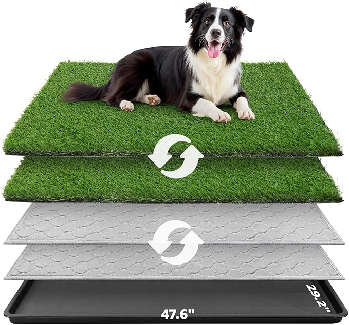 Dog Grass Large Potty Patch, Dog Litter Boxes Artificial Grass Bathroom Turf for Pet Training, Washable Puppy Pee Pad, Perfect Indoor/Outdoor Portable Potty Pet Loo