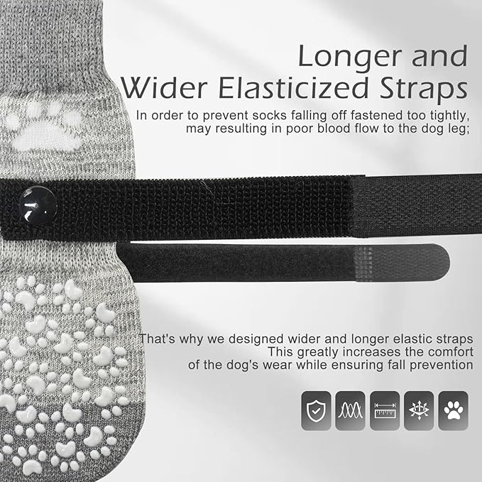 EXPAWLORER Anti Slip Dog Socks to Prevent Licking Paws, Dog Shoes for Hot Pavement, Dog Booties for Small Medium Large Senior Dogs, Traction Control Boots & Paw Protectors for Hardwood Floors