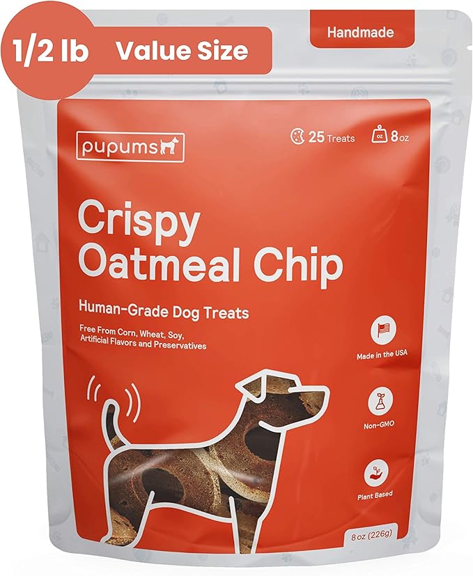 Healthy Dog Treats Non-GMO Grain Free Human Grade Crispy Oatmeal Chip Made in USA (8oz)