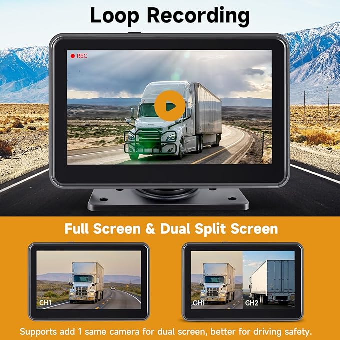 AHD1080P Wired Backup Camera with 7'' Touch Screen Monitor, Rear View Camera System for Truck/RV/Trailer/Skid Steer/Tractor, Colorful Night Vision&10G Vibration Truck Rv Camera System