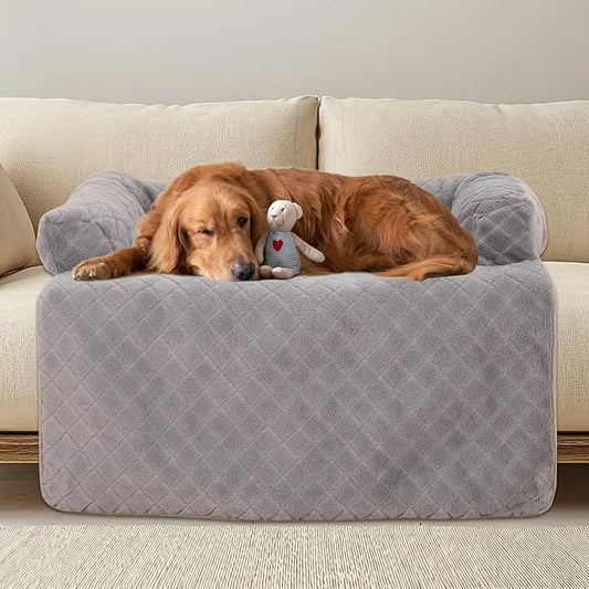 Calming Dog Couch Bed for Large Dogs, Durable Fluffy Fuzzy Dog Mat, Sofa Dog Bed Mats with Removable Washable Cover, Perfect for Small, Medium Dogs and Cats