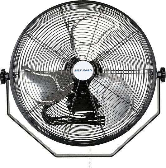 BILT HARD 4600 CFM 20 in. Industrial Wall Mount Fan, 3-Speeds High Velocity Wall Fan with Sealed Motor, Heavy Duty Metal Barn Fans for Garage, Commercial, Greenhouse, Warehouse & Shop Use