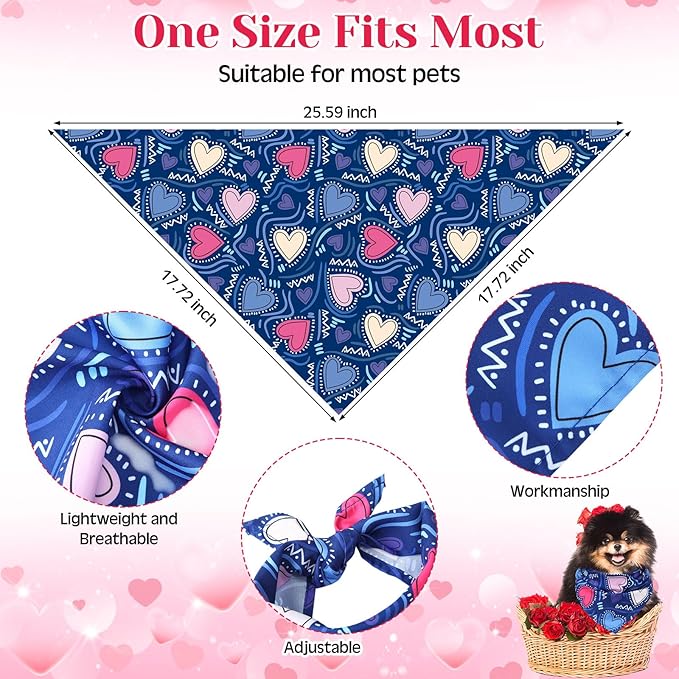 Amylove 120 Pcs Halloween Dog Bandanas Bulk Holiday Triangle Dog Pack Puppy Kerchief Bandana Adjustable Pet Scarf for Pet Cat Costume Accessories Decor(Love)