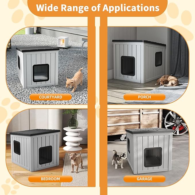 Dog House Small Dog Houses Outdoor with Sloped Roof Waterproof Ventilated Design Easy to Clean Elevated Floor Easy Assembly for Middle Sized Dogs
