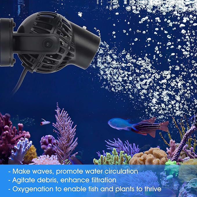 hygger Wave Maker with Controller for Feeding, 1320 GPH Ultra-Silence Aquarium Powerhead with Strong Magnet Suction Base for Freshwater or Saltwater Fish Tank, 360° Rotating Aquarium Wavemaker