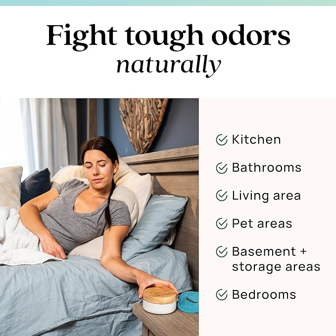 Azuna Air Freshener & Odor Eliminator for Strong Odor | 2 Room Kit Includes (2) 8 oz. Empty Luxe Glass Jars & 12 oz | Refill with Tea Tree Essential Oil Gel | Amalfi Breeze | Last 60-90 Days