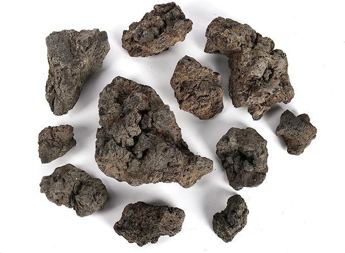 LANDEN Black Icelandic Lava Stone Natural Rocks (18lbs, 3~11 inches,11pcs) for Aquariums, Paludariums, Terrariums, Caves and Rocky Peaks, Mountainous Desert Landscapes