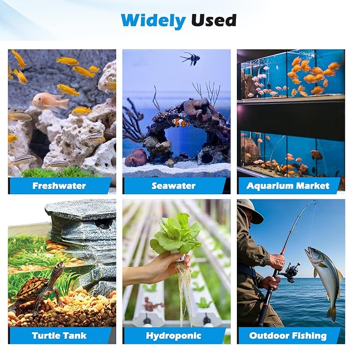 hygger 5W/8W Aquarium Air Pump: Powerful Adjustable Fish Tank Air Pump, Dual Outlets Oxygen Aerator, Oxygen Pump for Up to 200 Gallons Aquariums, for Freshwater, Saltwater, Hydroponics