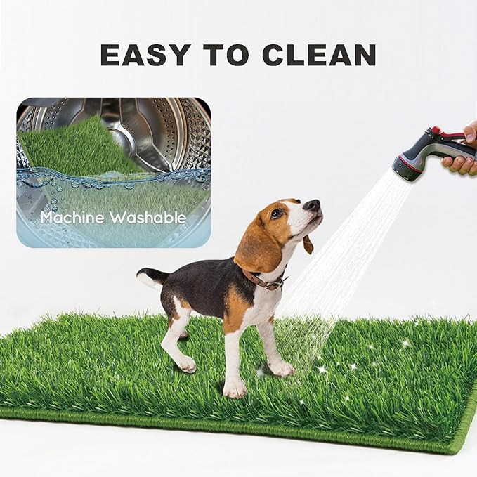 Dog Grass Pad with Tray Small 23" x 16", Dog Potty (No Grate) with Ultra-Absorbent Artificial Grass for Dogs with Hemmed Edge, Pee Pads for Dogs, Odor Free, Litter Box for Balcony