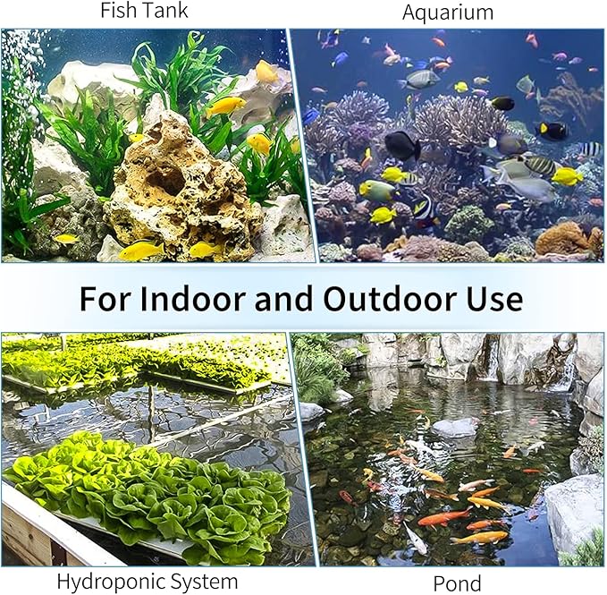 Pawfly Aquarium Air Pump Oxygen Pump for 10-200 Gallon Fish Tanks Buckets Dual Outlet Adjustable Ultra Quiet Aerator Pump with Accessories