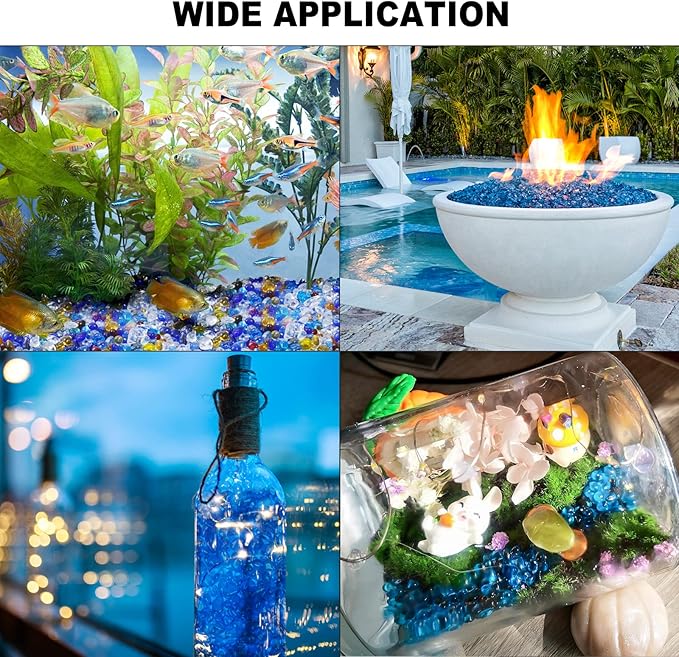 Keedolla Fish Tank Blue Gravel 3 LB Sea Glass Stones Marbles Pebbles Gravel Rock for Aquarium|Fish Tank|Vase|Succulent Plants Decor - Lake Blue