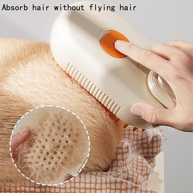 Pet Grooming Brushm,Cat Brush,3 In1 Spray Cat BrushSelf-Cleaning Wet Dog Comb with USB Rechargeable & Water Tank,Suitable for Dogs,Cats to Reduces Flying Hair (Brown)