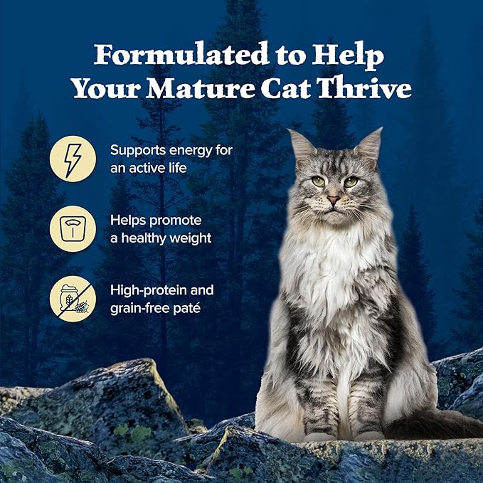 Blue Buffalo Wilderness High-Protein & Grain-Free Wet Cat Food Paté for Adult Cats 7+, Made with Natural Ingredients, Chicken Recipe, 3-oz. Cans (24 Count)