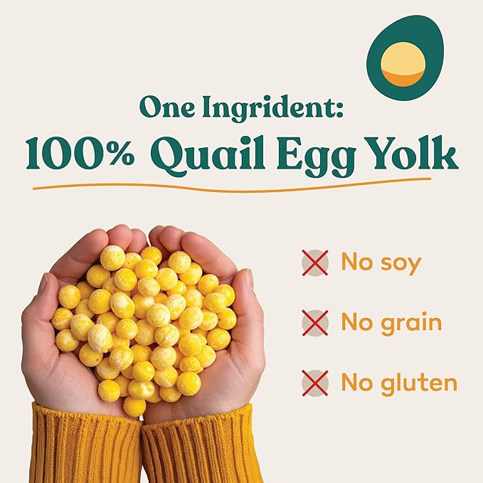 Little Hunter Freeze-Dried Raw Quail Egg Yolk for Dog & Cat Treats | Single-Ingredient High Protein, High Omega-3, Grain & Gluten-Free Training Reward | All Natural, Healthy Pet Treats, 4.2 oz