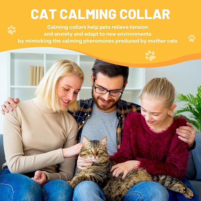 Calming Collar for Cats 4-Pack, Adjustable Water Proof Cat Pheromone Collar for Anxiety Relief, Vet-Recommended, 30-Day Stress Relief Grey