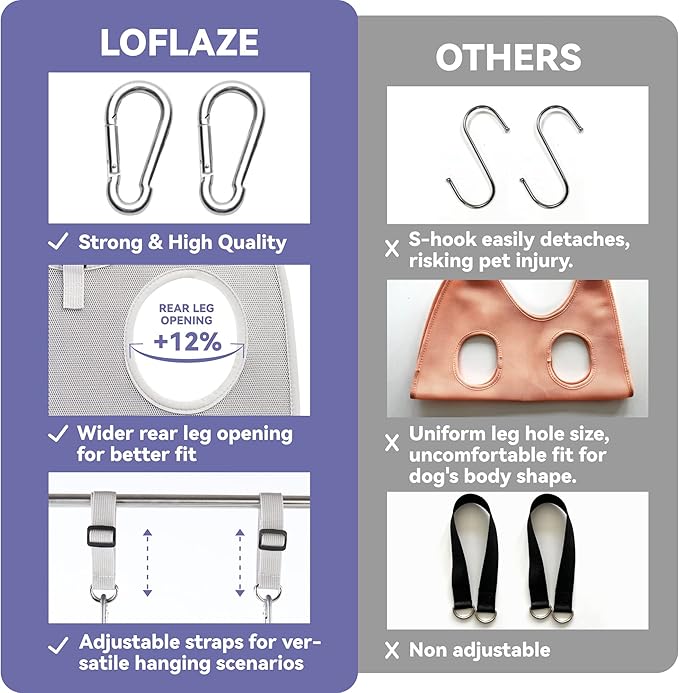 Dog Grooming Hammock Harness for Dogs & Cats with Pet Nail Clipper Trimmer - Cat Hanger Sling for Trimming Clipping Nails- Dog Hammock Restraint Bag for Small Medium Large pet （ Grey L ）