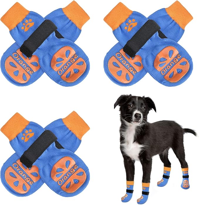 BEAUTYZOO Anti-Slip Dog Socks,Dog Shoes for Hot/Cold Pavement,Paw Protectors with Grips 3 Pairs for Puppy Small Medium Large Senior Old Dogs,Dog Socks to Prevent Licking and Hardwood Floor Protection
