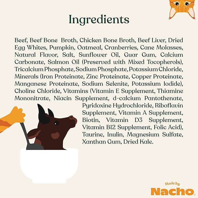 Made by Nacho Wet Cat Food, Grass-Fed, Grain-Finished Minced Beef in Bone Broth for Hydration with Prebiotics for Digestive Health, High Protein, 2.5oz Cups (10 Pack)