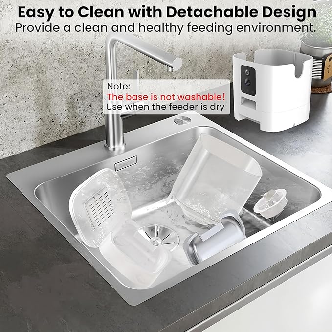 Automatic Cat Feeder with Dual Camera, 5G WiFi Pet Food Dispenser with 2-Way Audio, 2K HD Video with Night Vision, Easy APP Operation, AI Pet Motion Capturing, for Cat Dog Small Pet