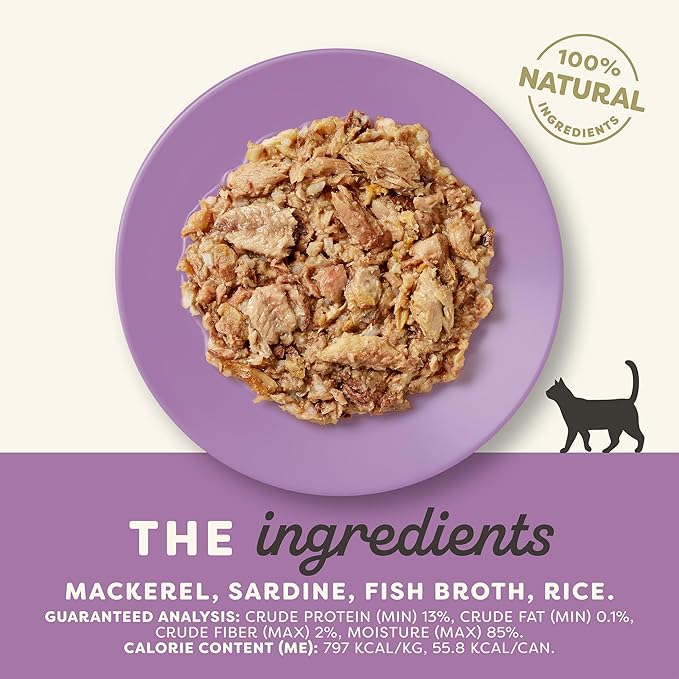 Applaws Natural Wet Cat Food in Broth, Limited Ingredient Canned Wet Cat Food, No Additives, Made with Natural Ingredients, Mackerel & Sardine in Broth (24 x 2.47oz Cans)