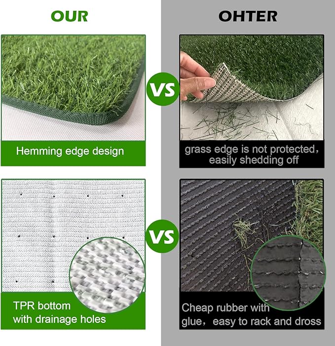 Dewonch Dog Artificial Grass Pad with Tray for Puppy Potty Training, Fake Turf Patch & Washable Pee Pad Pet Loo for Small and Medium Dogs, Indoor or Outdoor Use (Potty System 35.4” x 23.6”)