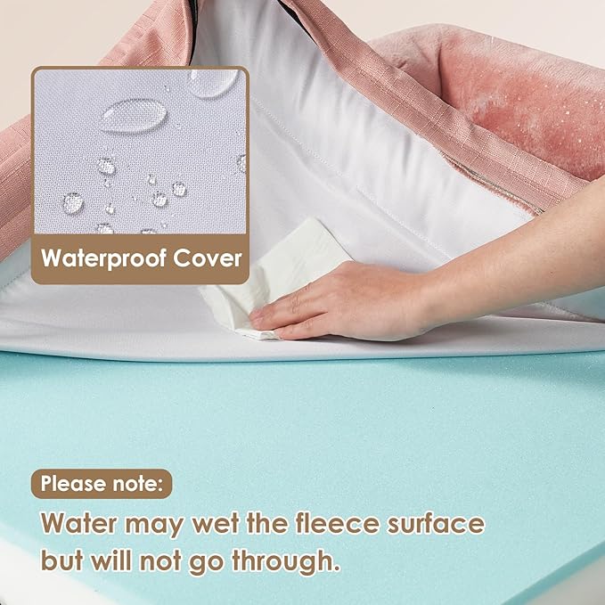 EHEYCIGA Orthopedic Dog Bed for Small Dogs, Waterproof Memory Foam Small Dog Beds with Sides, Non-Slip Bottom and Egg-Crate Foam Medium Pet Couch Bed with Washable Removable Cover, Dusty Pink