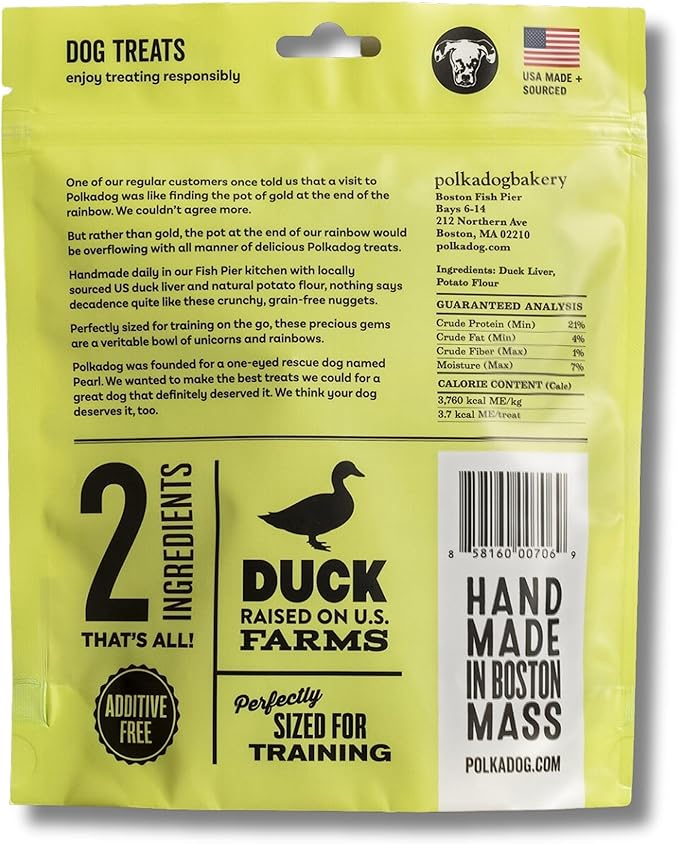 Polkadog Lucky Duck Crunchy Training Bits – All Natural, Grain Free Healthy Training Treats for Dogs. Handcrafted & Made in USA. Great for Dogs with Allergies or Sensitive Stomachs – 7oz
