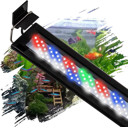 Led Aquarium Light, Full Spectrum Fish Tank Lights, 55/75 Gallon Freshwater Fishtank Hood Lighting for Grow Fish, Plants, Adjustable from 48 to 54 Inch