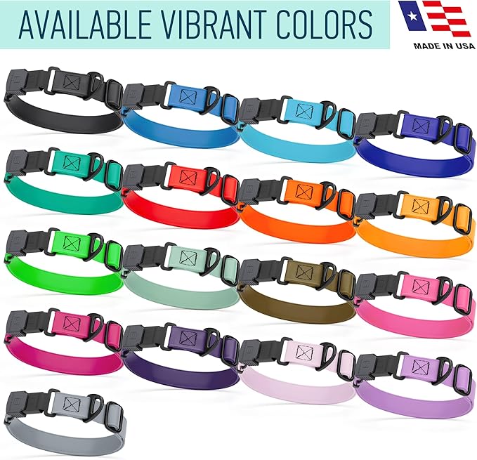 Dogline Biothane Waterproof Dog Collar with Herm Sprenger Stainless Steel Quick Release Buckle – Heavy Duty Tactical Durable Collar for Dogs – Comfortable and Safe Pet Collar, W 3/4" L 12-19", Blue