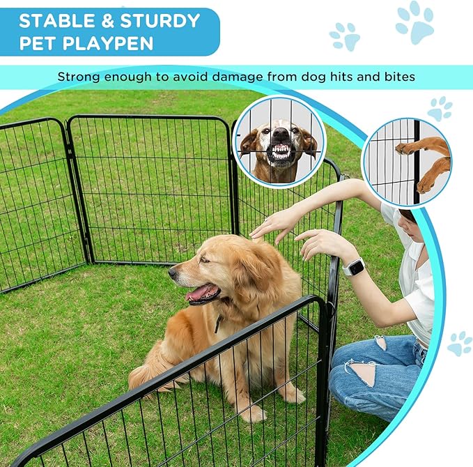 BestPet | Dog Playpen | 32 Inch, 6 Panels | Heavy Duty Metal Pet Exercise Pen | Indoor Outdoor Fence Panels | Rust-Resistant, Removable, Tool-Free Setup | Anti-Skid, Expandable Design