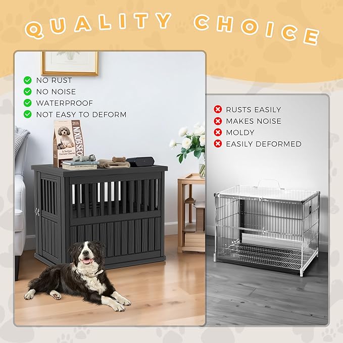 Dog House - Resin Outdoor Dog Kennel with Ventilated Design, Waterproof Dog Bed Shelter for Backyard, Garden & Patio