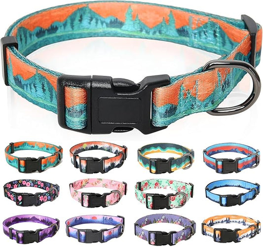 HEELE Dog Collar, Adjustable Soft Dog Collar for Small Medium Large Dogs,Floral Patterned Puppy Collars with Quick Release Buckle XS Length 8.5''-11''